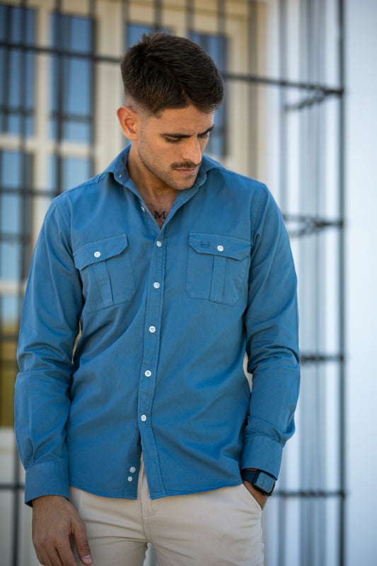 Sobrecamisa Algodón Lavada Azul Cielo | Formentera