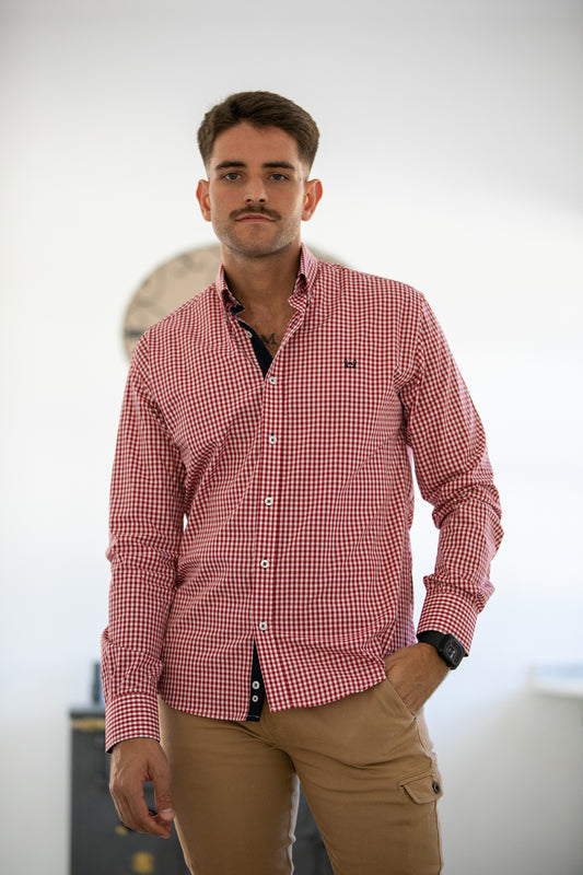 Camisa Cuadro Vichy Granate