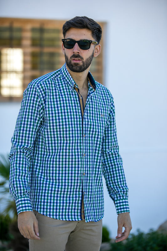 Camisa Cuadro Verde Marino | Motril