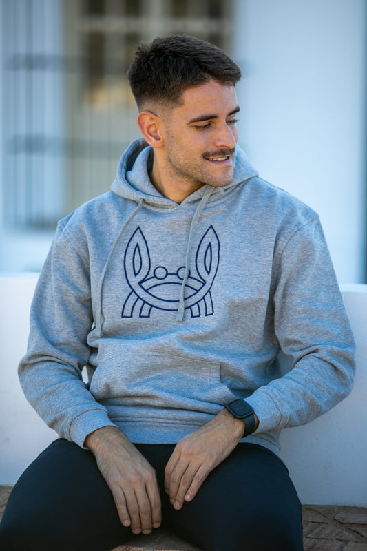 Sudadera Capucha Gris Cangrejito Bordado