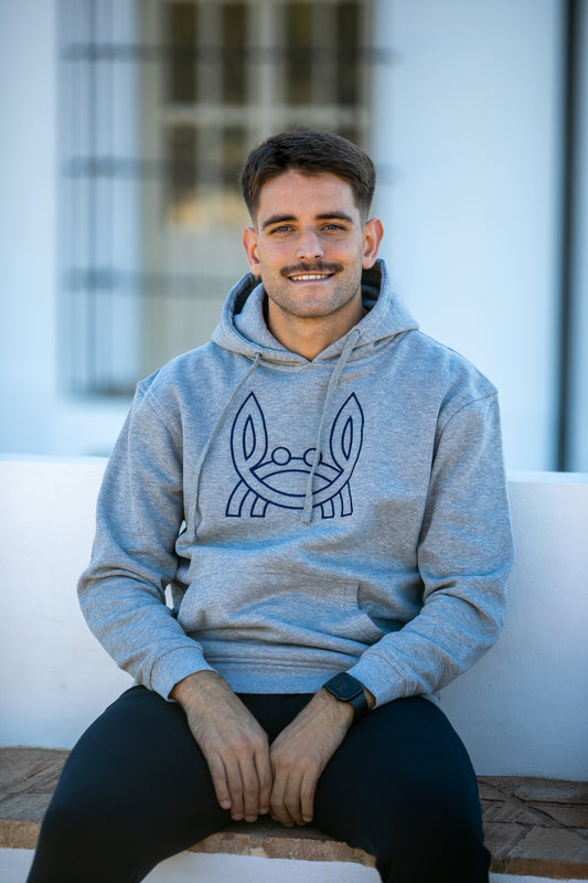 Sudadera Capucha Gris Cangrejito Bordado
