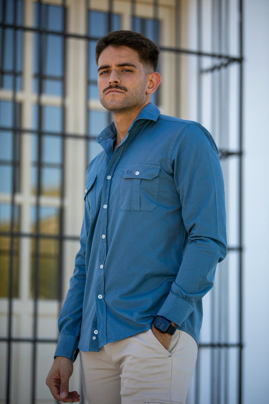 Sobrecamisa Algodón Lavada Azul Cielo | Formentera