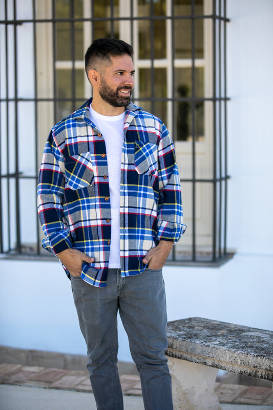 Sobrecamisa Franela Azul Amarillo