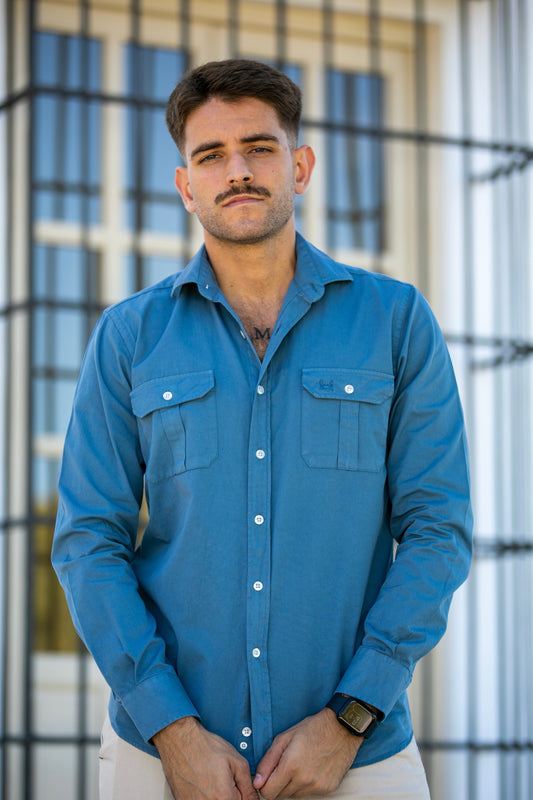 Sobrecamisa Algodón Lavada Azul Cielo | Formentera