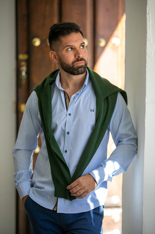 Camisa Cuadro Vichy Azul Celeste