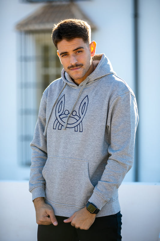 Sudadera Capucha Gris Cangrejito Bordado