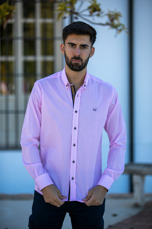 Camisa Cuadro Vichy Rosa