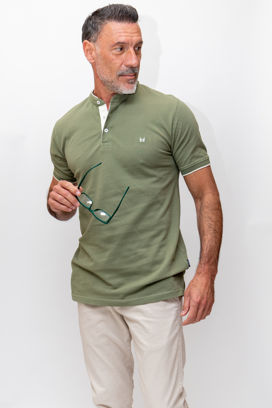 Polo Cuello Mao Oliva