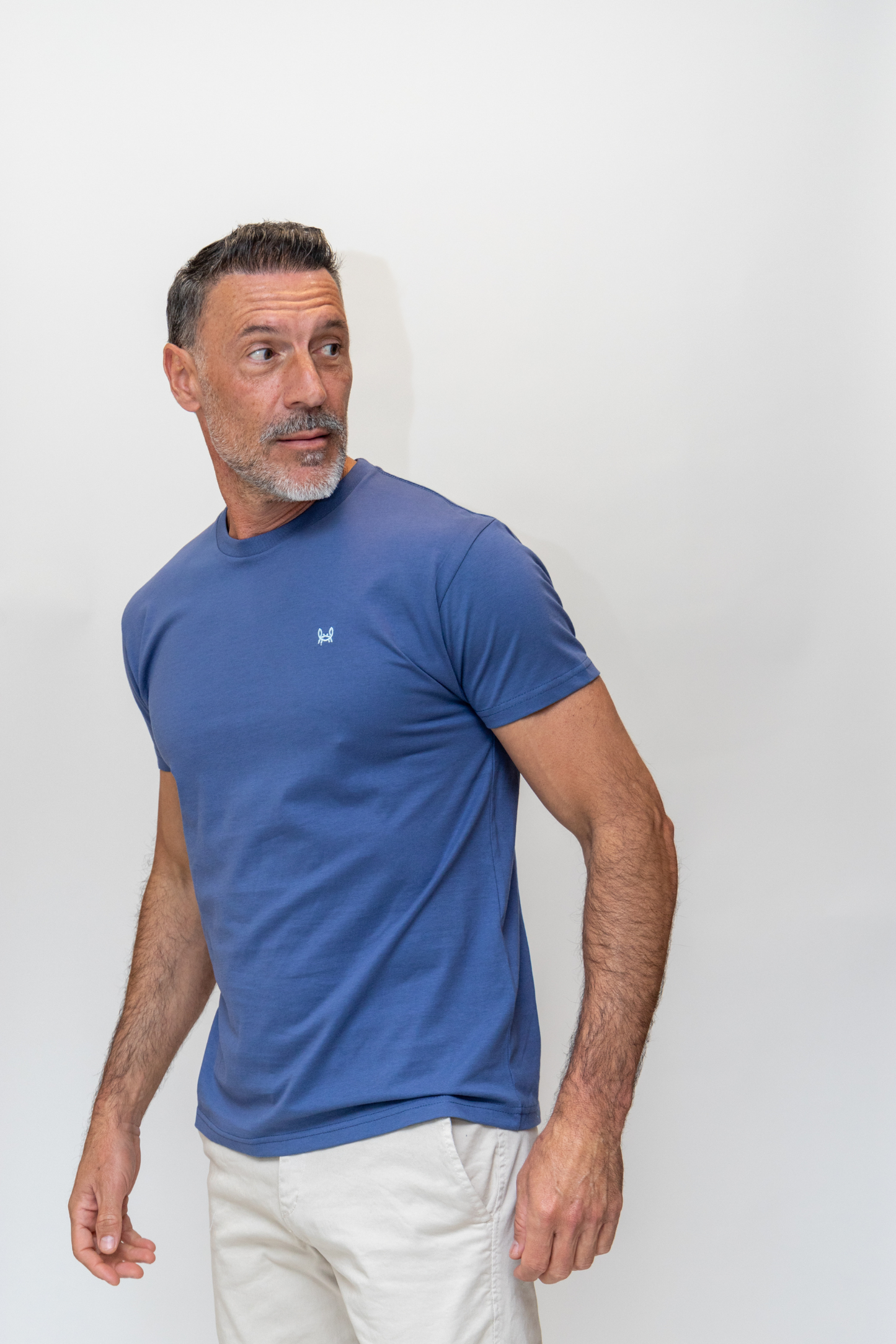 Camiseta Básica Manga Corta Azul Indigo