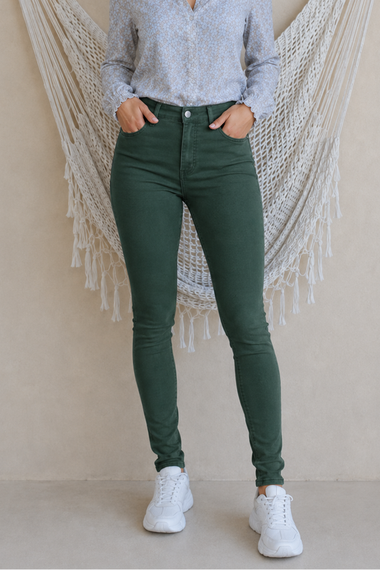 Pantalón Chica 5 Bolsillos Verde Botella