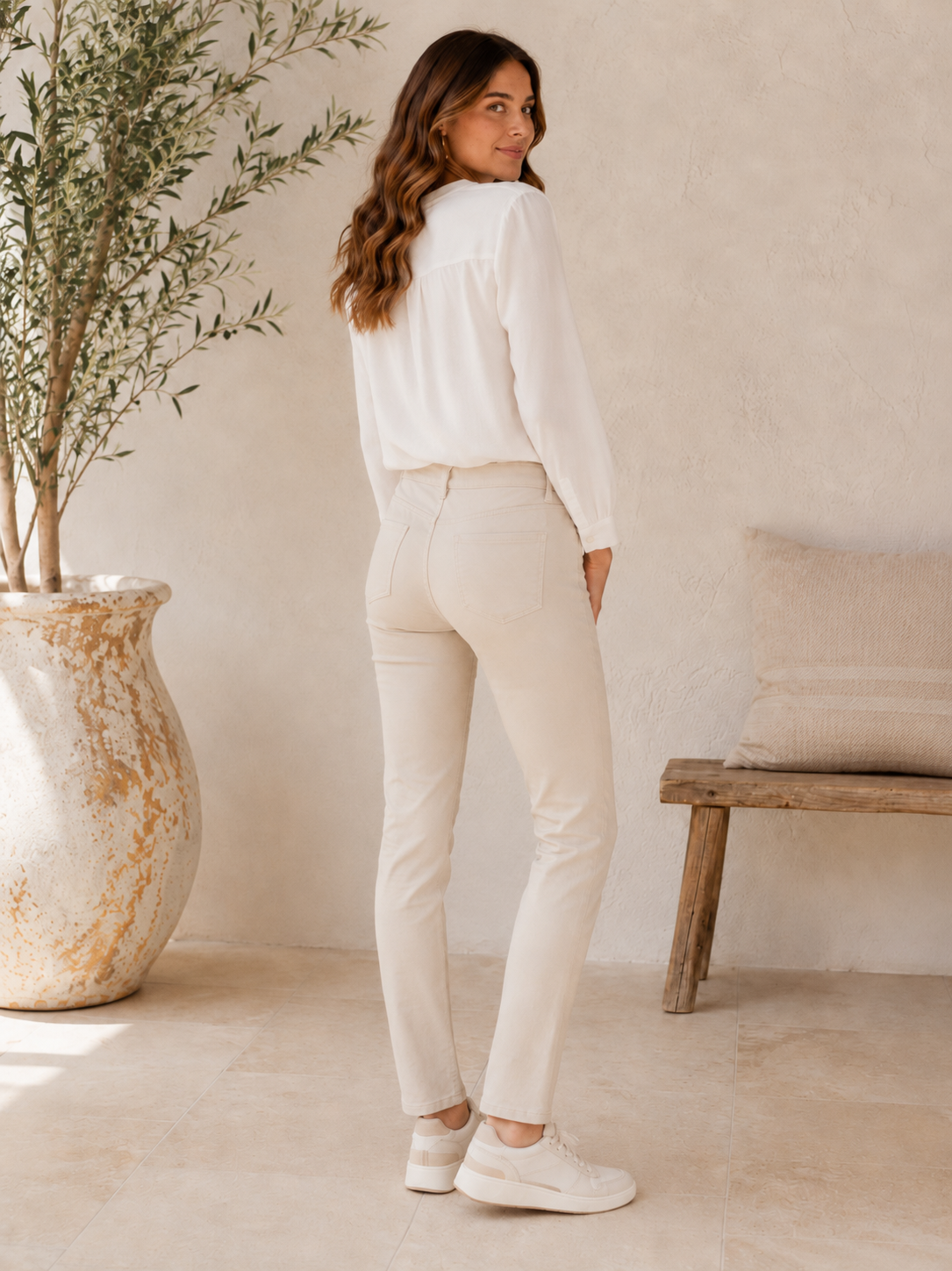 Pantalón Chica 5 Bolsillos Piedra