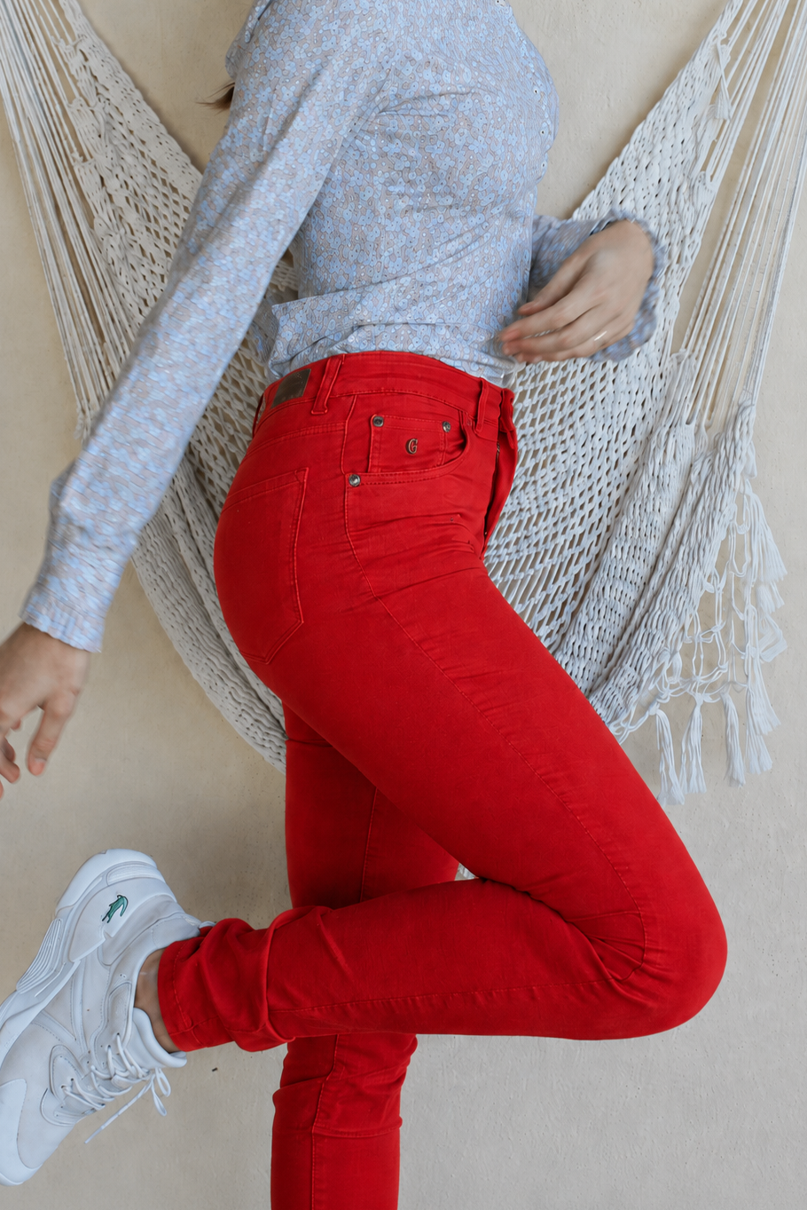 Pantalón Chica 5 Bolsillos Rojo
