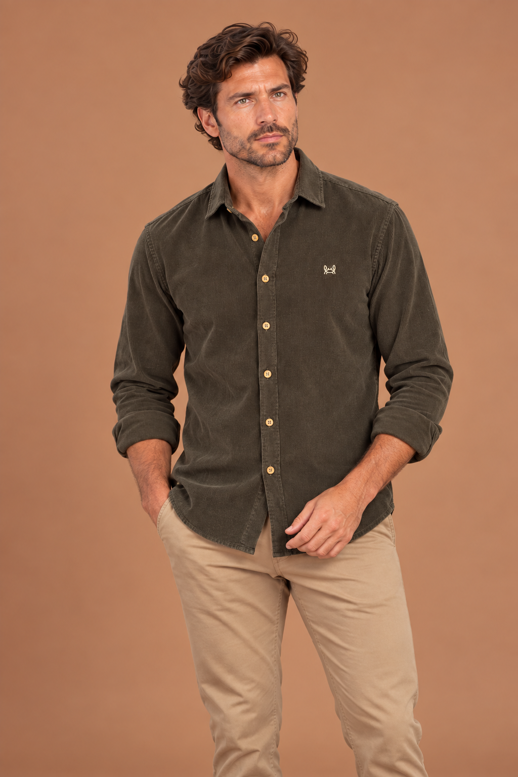 Camisa micropana verde kaki