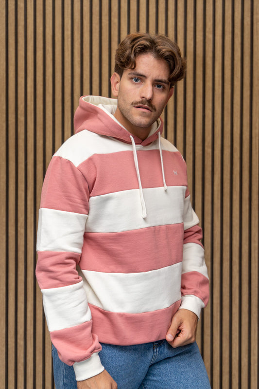 Sudadera Capucha Raya Rosa