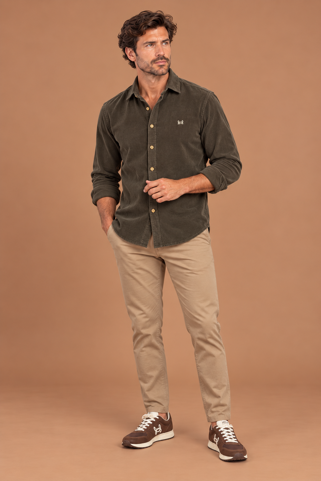 Camisa micropana verde kaki