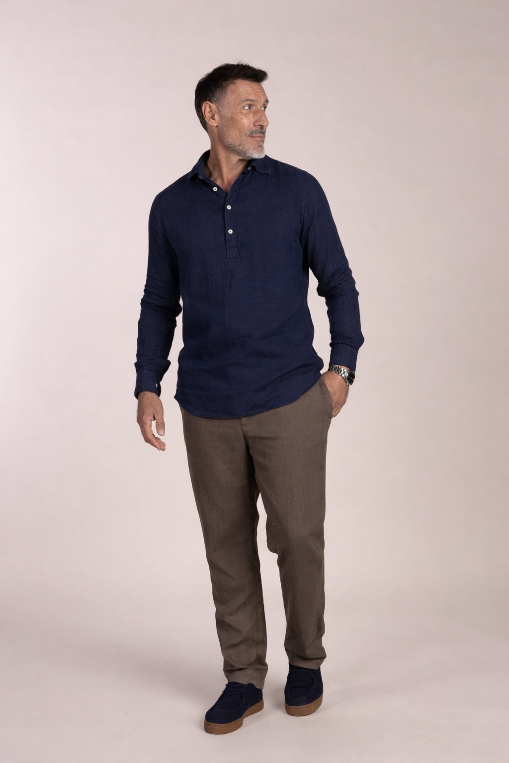 Polera Lino Azul Marino