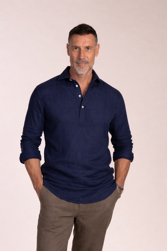 Polera Lino Azul Marino