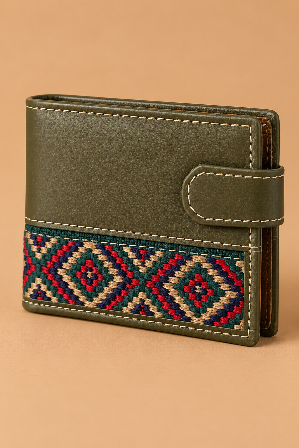Cartera Kaki Tejido Étnico | Multicolor