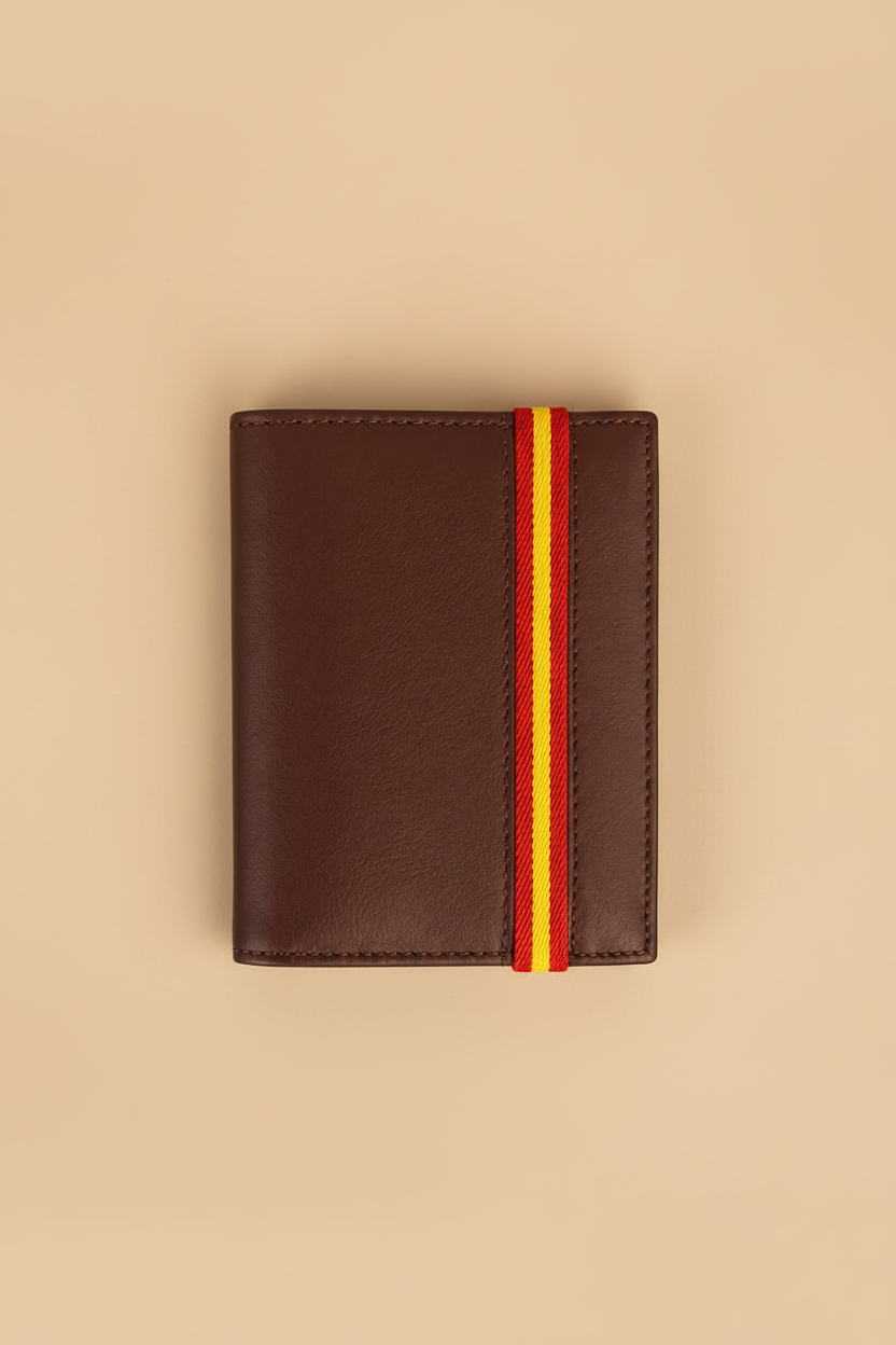 Cartera Cuero Marrón Cinta Elástica