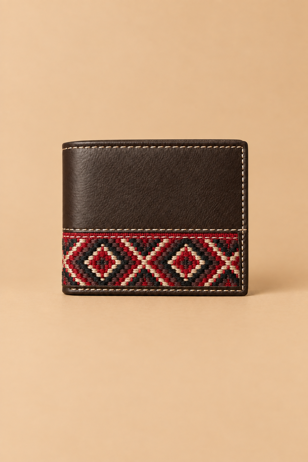 Cartera Marrón Tejido Étnico | Rojo