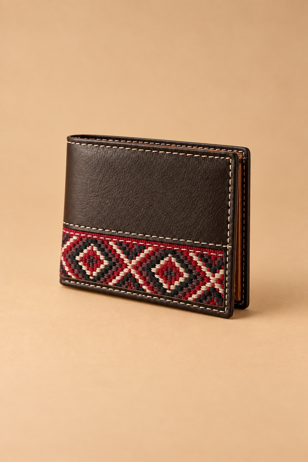 Cartera Marrón Tejido Étnico | Rojo