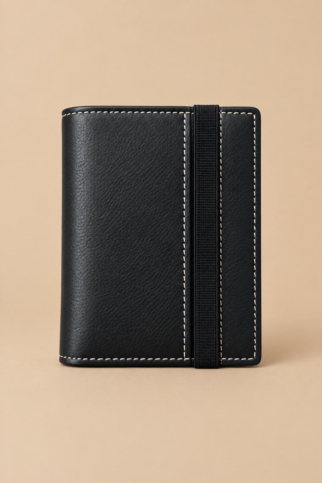Cartera Cuero Negra Cinta Elástica