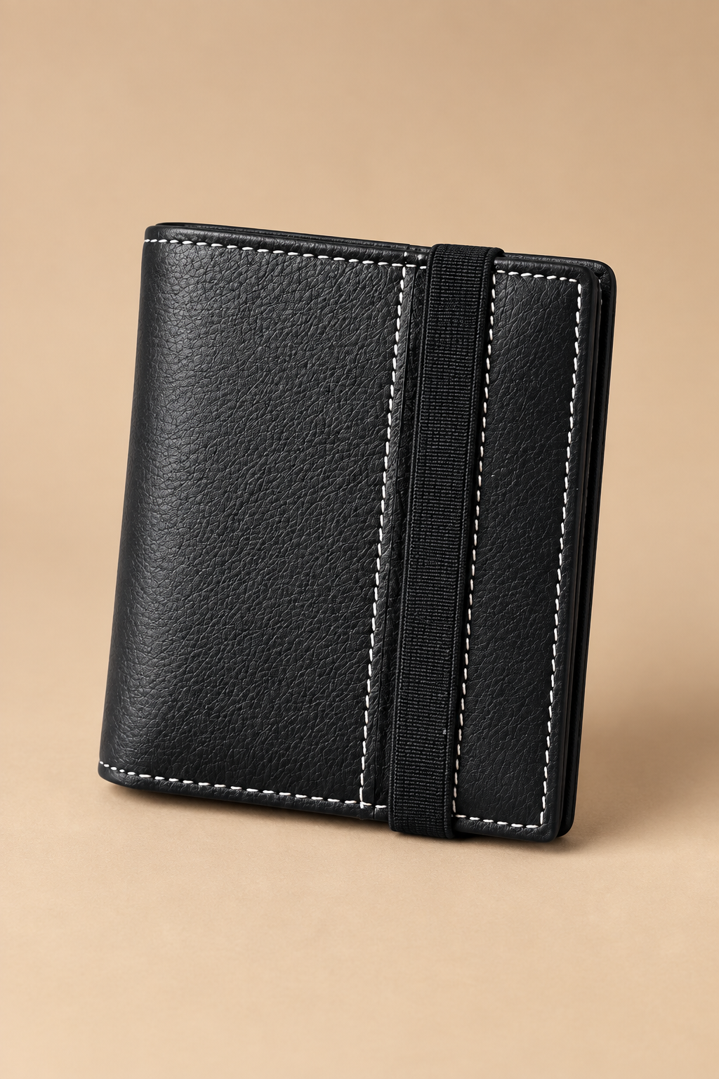 Cartera Cuero Negra Cinta Elástica
