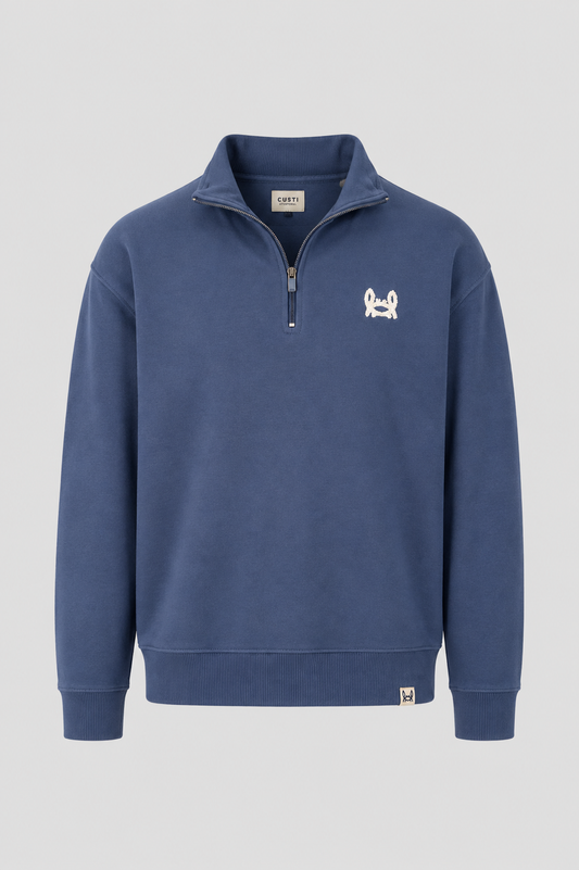 Sudadera Media Cremallera Azul