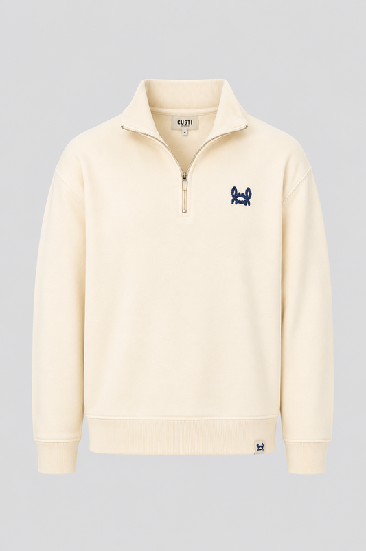 Sudadera Media Cremallera Crema