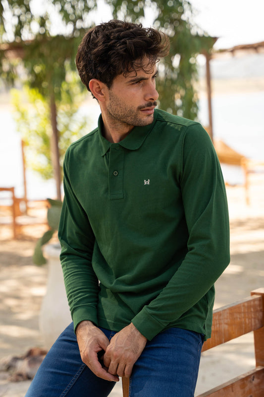 Polo Manga Larga Verde Botella