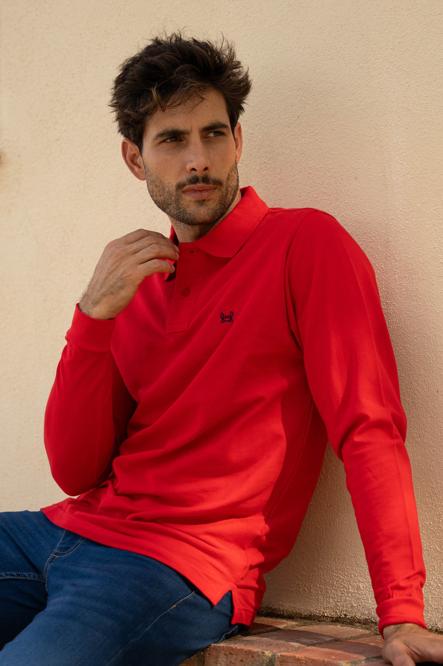 Polo Manga Larga Rojo