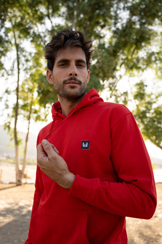 Sudadera Capucha Parche Roja