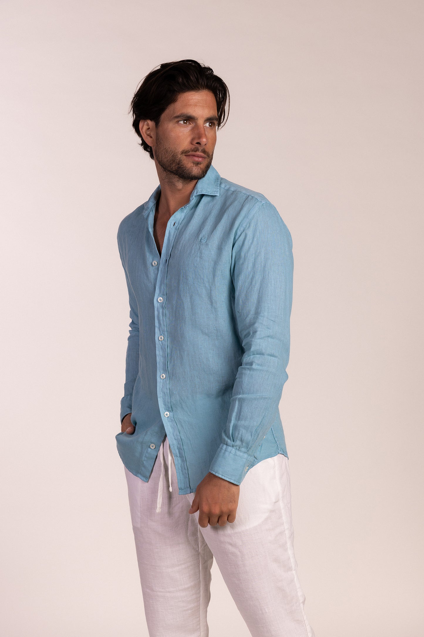Camisa Lino Azul Agua | Lanzarote