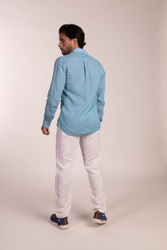 Camisa Lino Azul Agua | Lanzarote