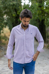 Camisa Cuadros Algodón Granate | Éibar