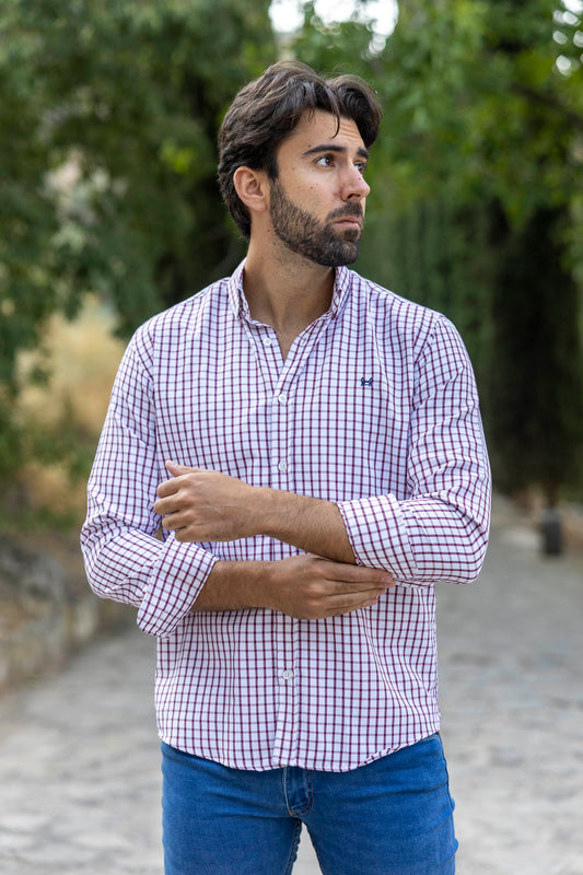 Camisa Cuadros Algodón Granate | Éibar