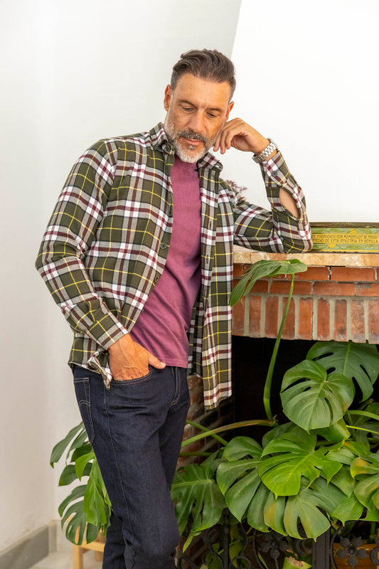 Sobrecamisa Franela Cuadros Kaki