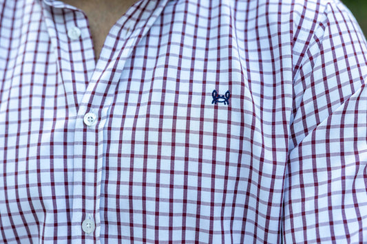 Camisa Cuadros Algodón Granate | Éibar