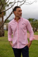 Camisa Lino Rayas Rosa | Baza