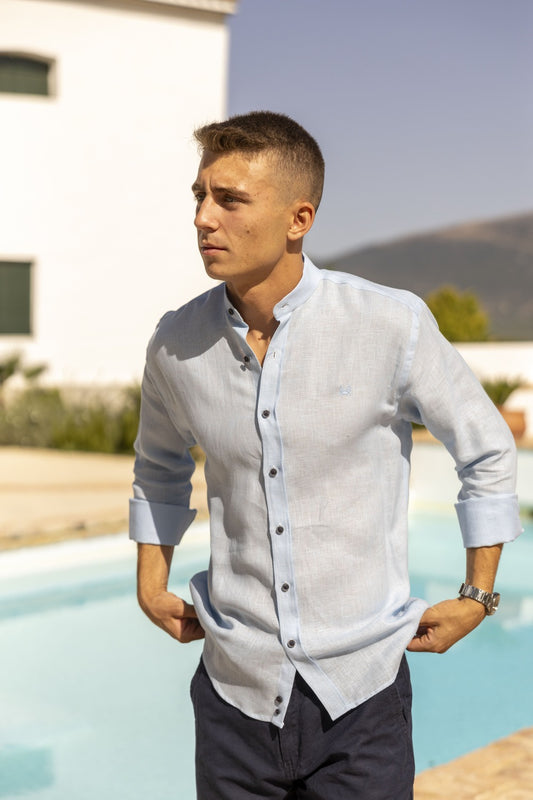 Camisa Lino Celeste Mao | Mallorca