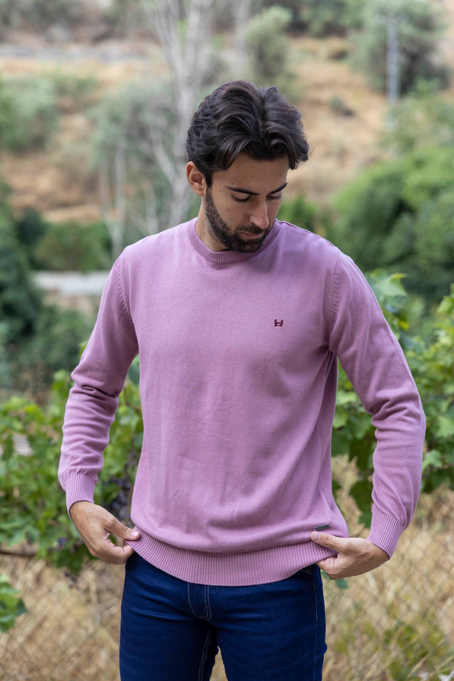 Jersey Básico Cuello Redondo Rosa