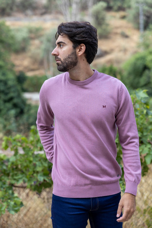 Jersey Básico Cuello Redondo Rosa