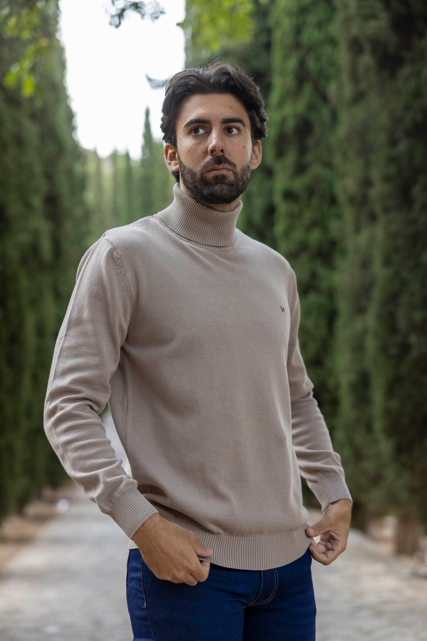 Jersey Cuello Vuelto Beige