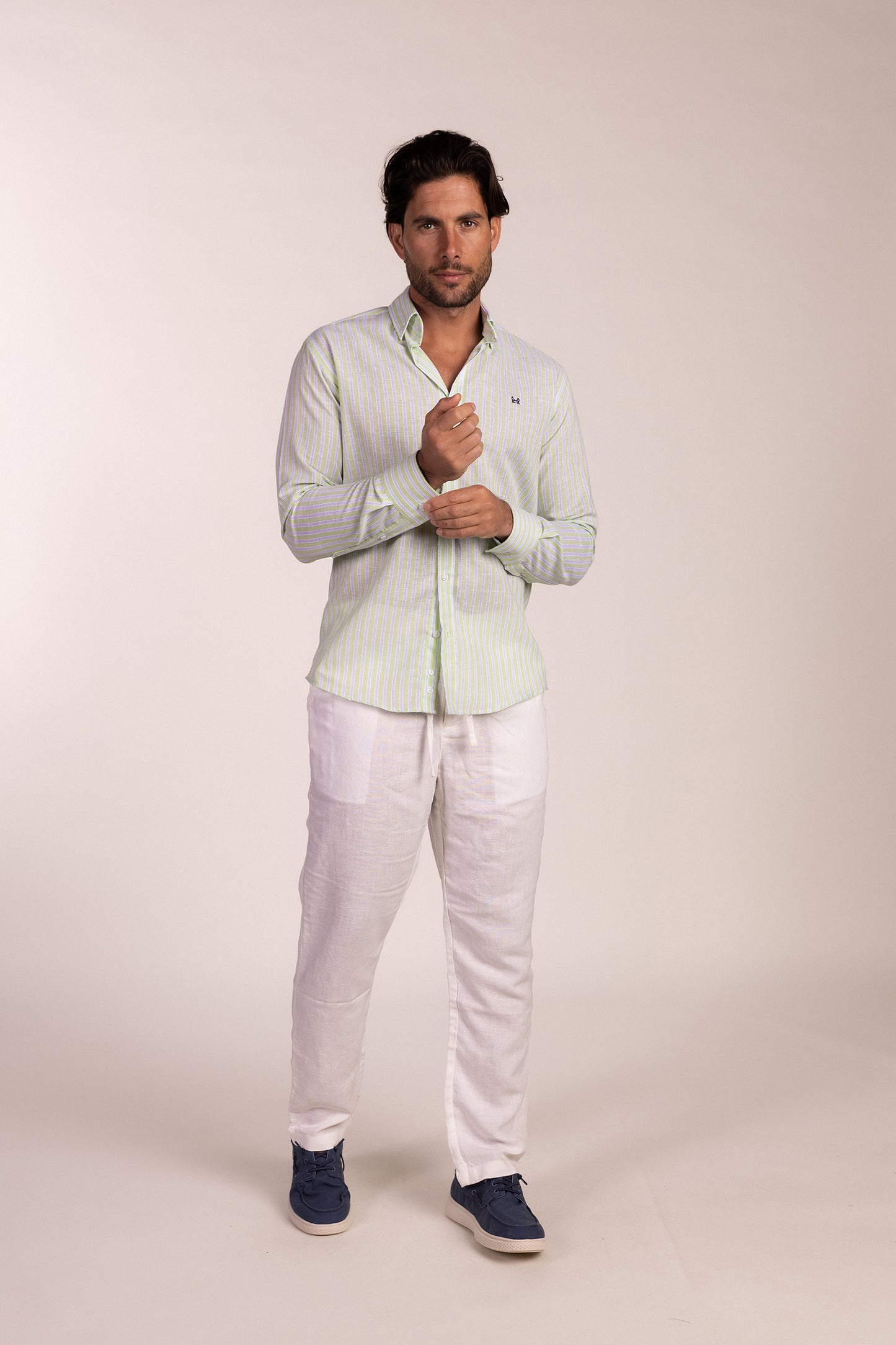 Camisa Lino Raya Manzana | Cártama