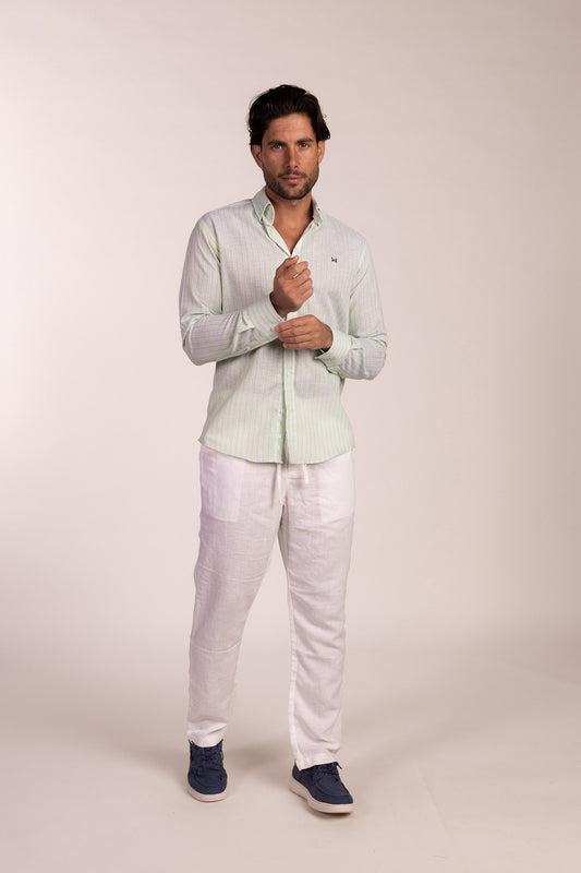 Camisa Lino Raya Manzana | Cártama