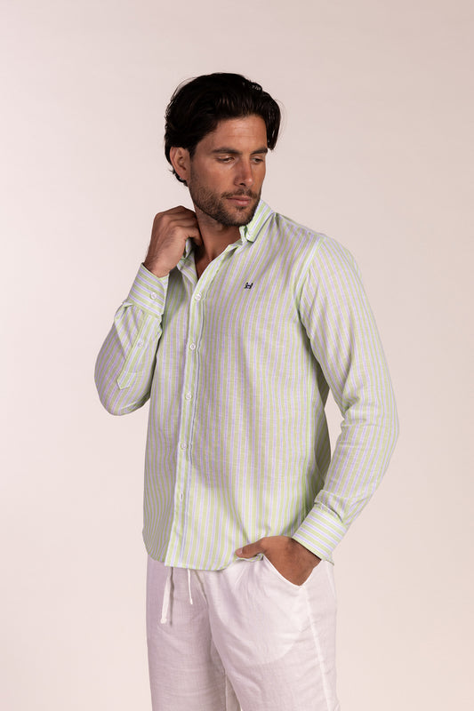 Camisa Lino Raya Manzana | Cártama
