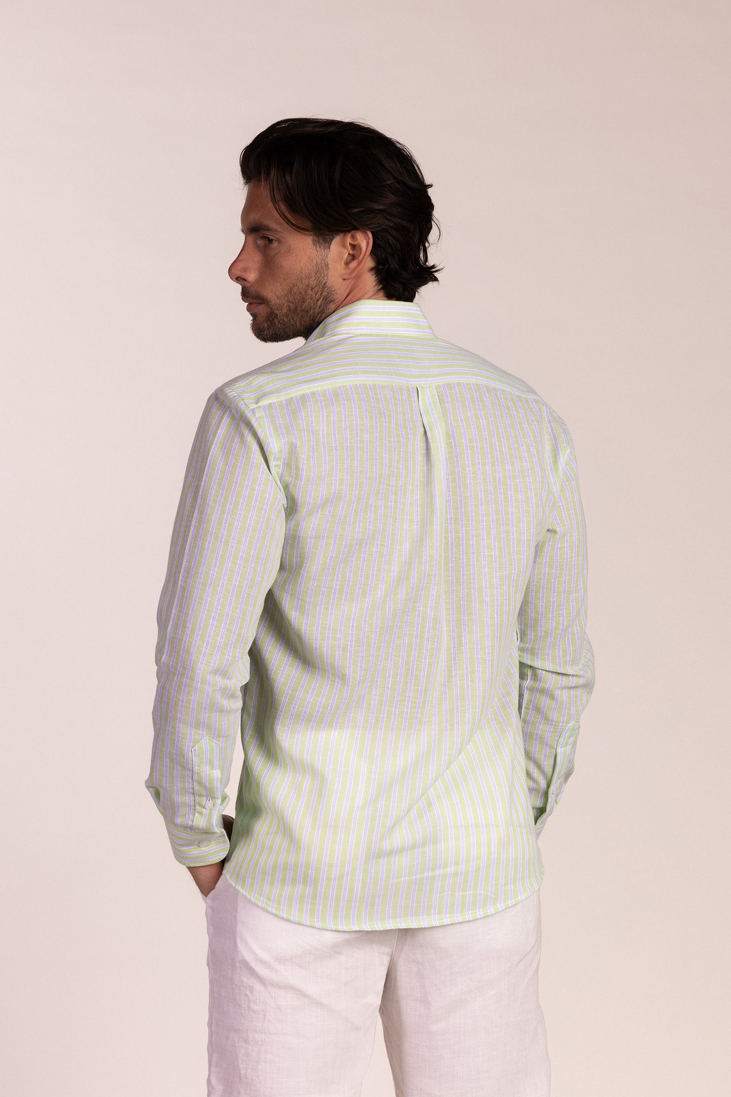 Camisa Lino Raya Manzana | Cártama