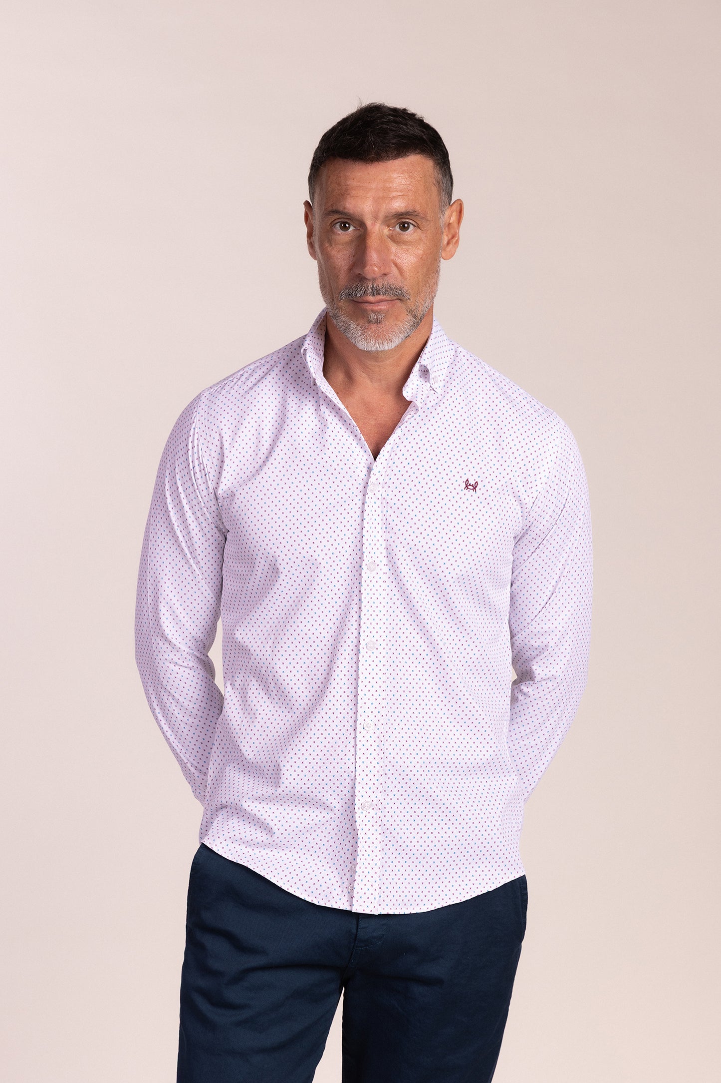 Camisa Estampada Granate & Celeste | Baeza