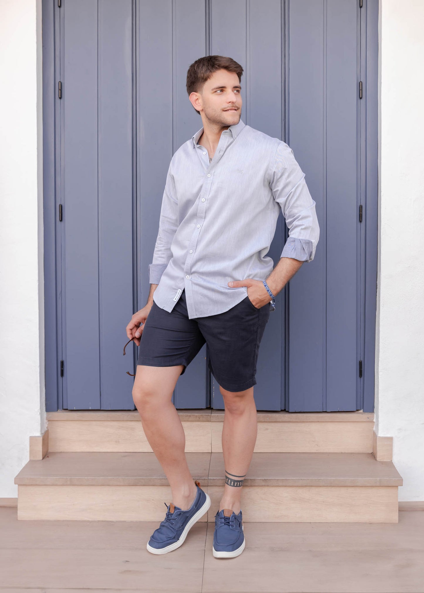 Camisa Lyocell Azul Grisaceo | Aguadulce