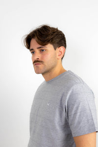 Camiseta Raya Jacquard Gris Melange | Niza